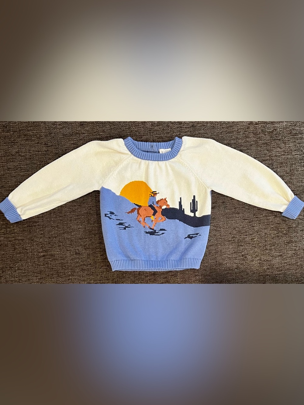 Janie and Jack Two-Tone Knit Sweater in Blue & Cream